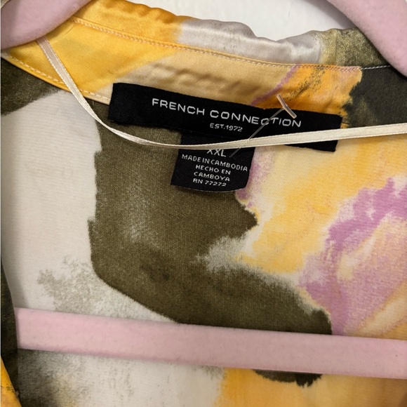 French connections women’s long floral pastel shirt dress Easter XXL plus size - Picture 5 of 5